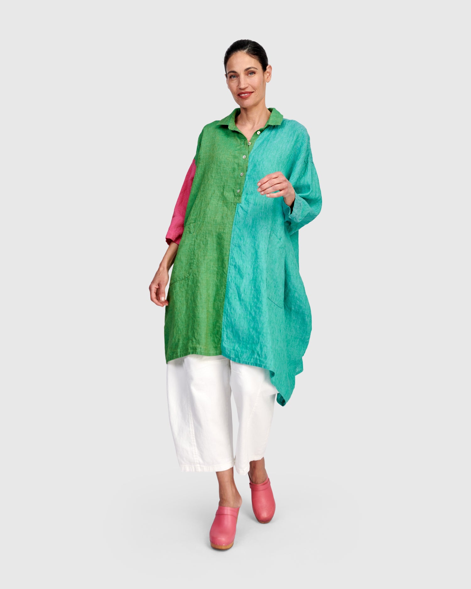 Alembika Multi‑Coloured Block Oversized Linen Tunic