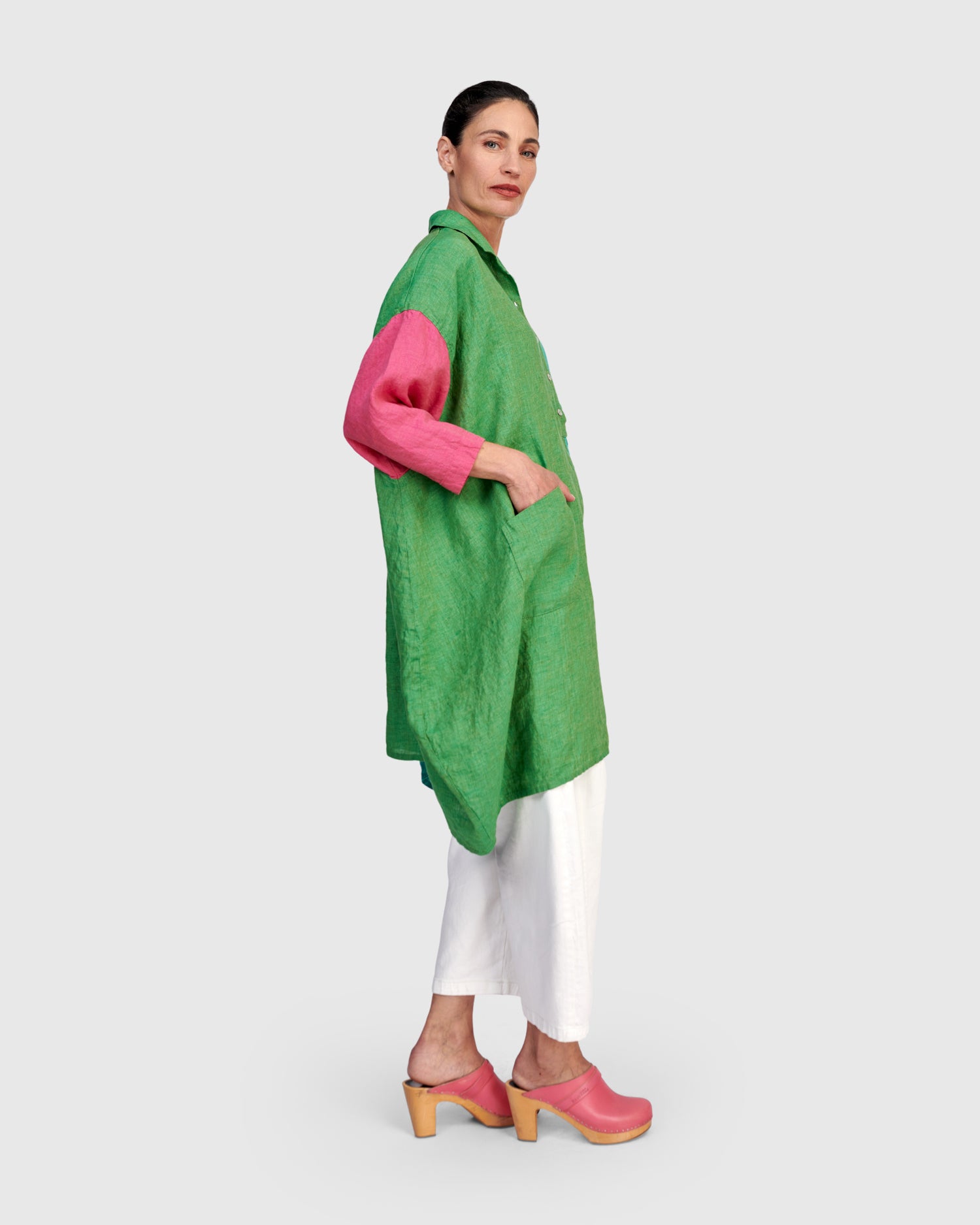 Alembika Multi‑Coloured Block Oversized Linen Tunic