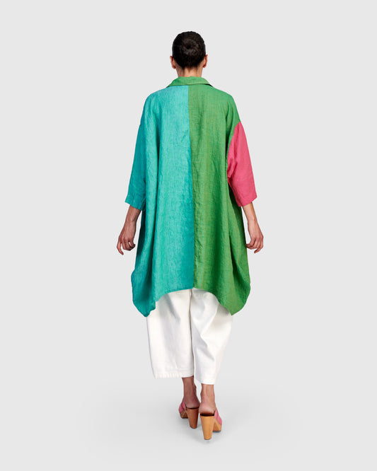 Alembika Multi‑Coloured Block Oversized Linen Tunic