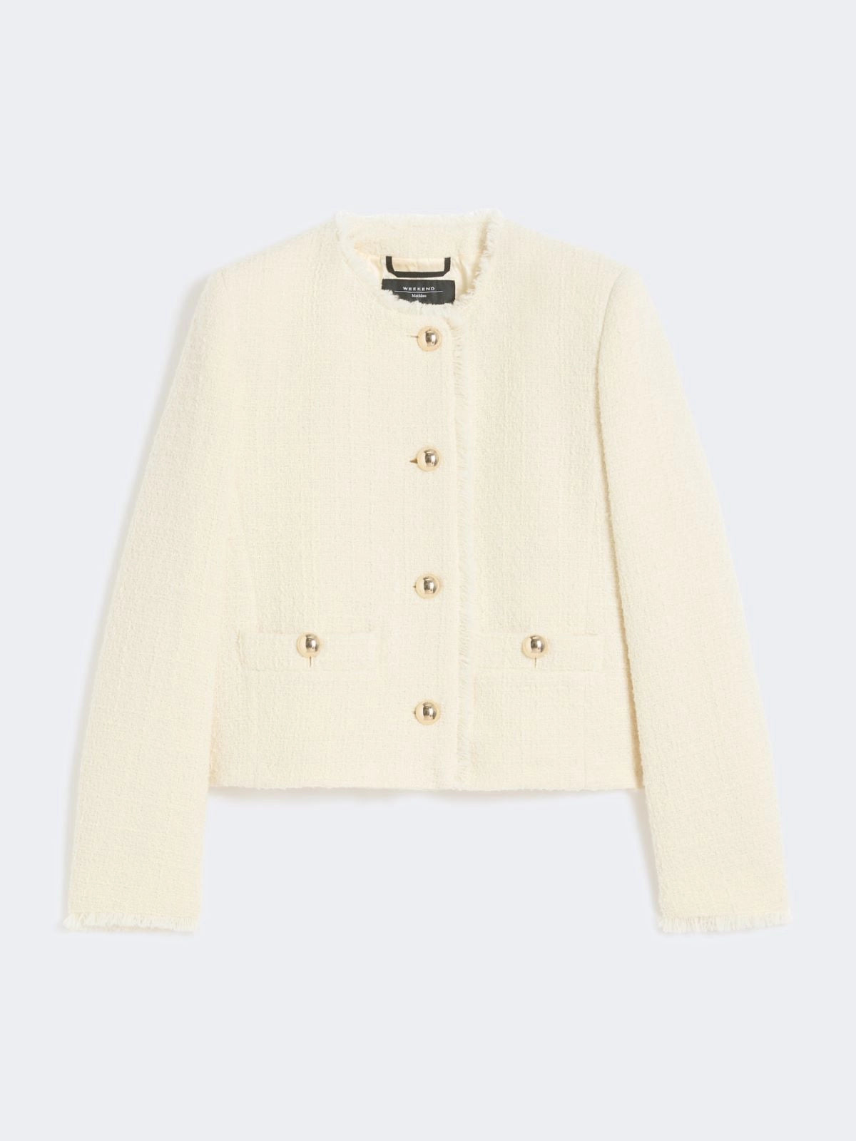 Max Mara Weekend Ecru Wool Blend Crew Neck Jacket 