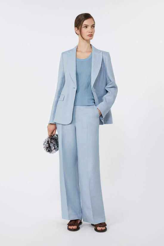 Max Mara Weekend Light Blue Linen canvas blazer