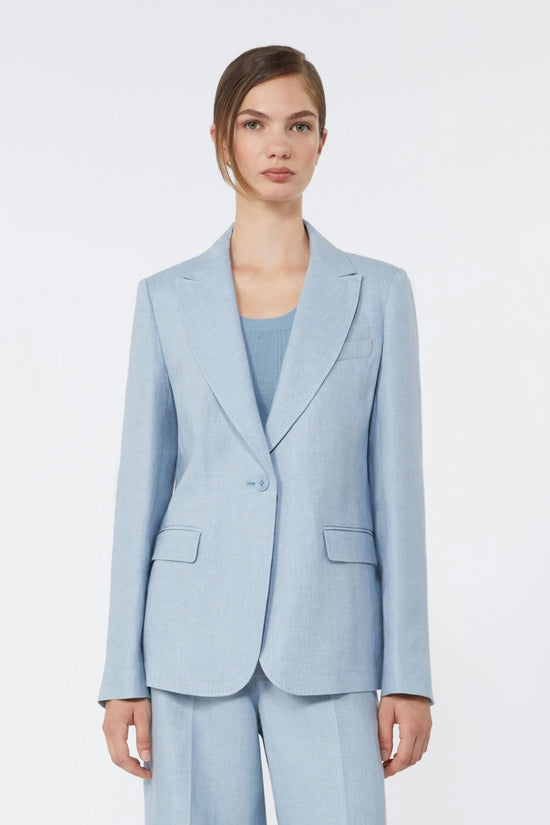 Max Mara Weekend Light Blue Linen canvas blazer