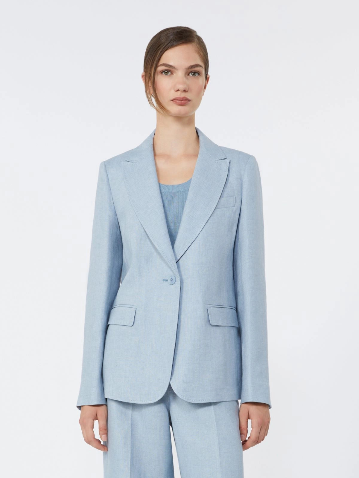 Max Mara Weekend Light Blue Linen canvas blazer