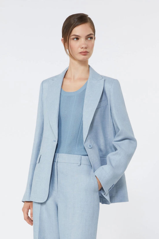 Max Mara Weekend Light Blue Linen canvas blazer
