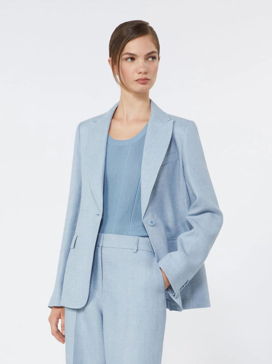 Max Mara Weekend Light Blue Linen canvas blazer