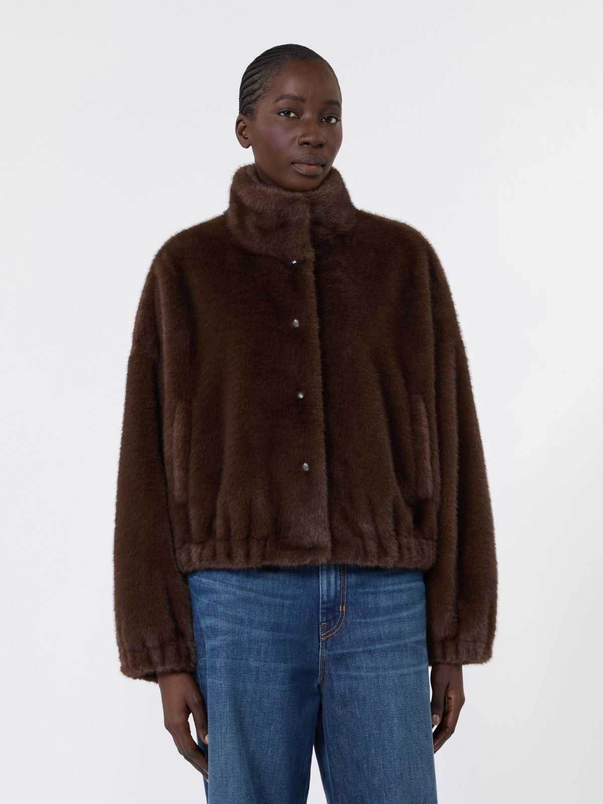 Max Mara Weekend Brown Faux Fur Short Jacket