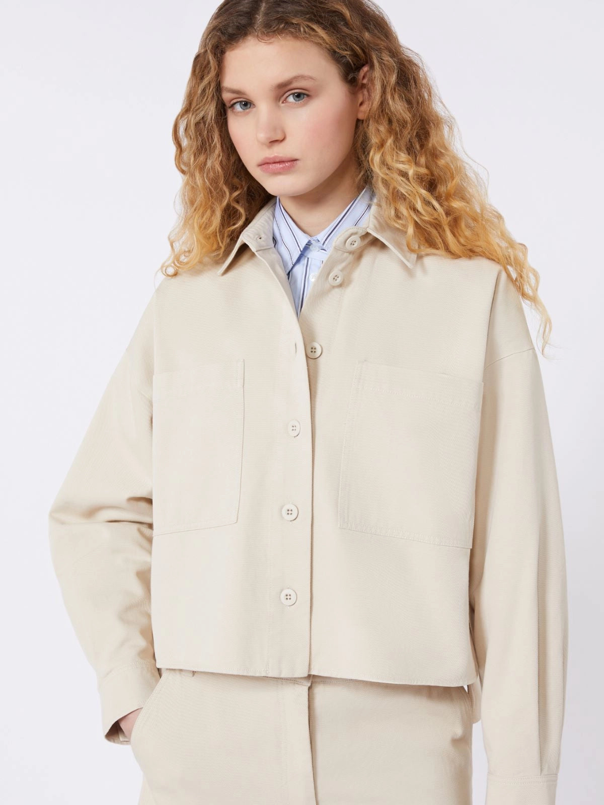 Max Mara Weekend Sand Cotton Drill Shirt Jacket