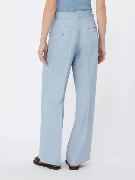 Max Mara Weekend Light Blue Wide Leg Linen Canvas Trousers