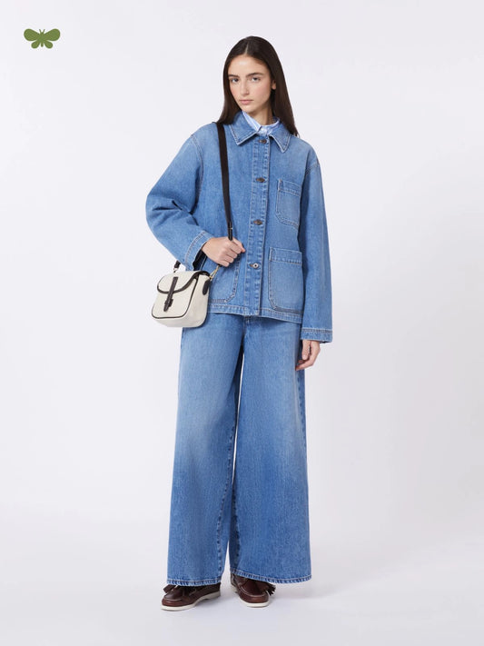 Max Mara Weekend Cotton Denim Wide Leg 5-Pocket Jeans