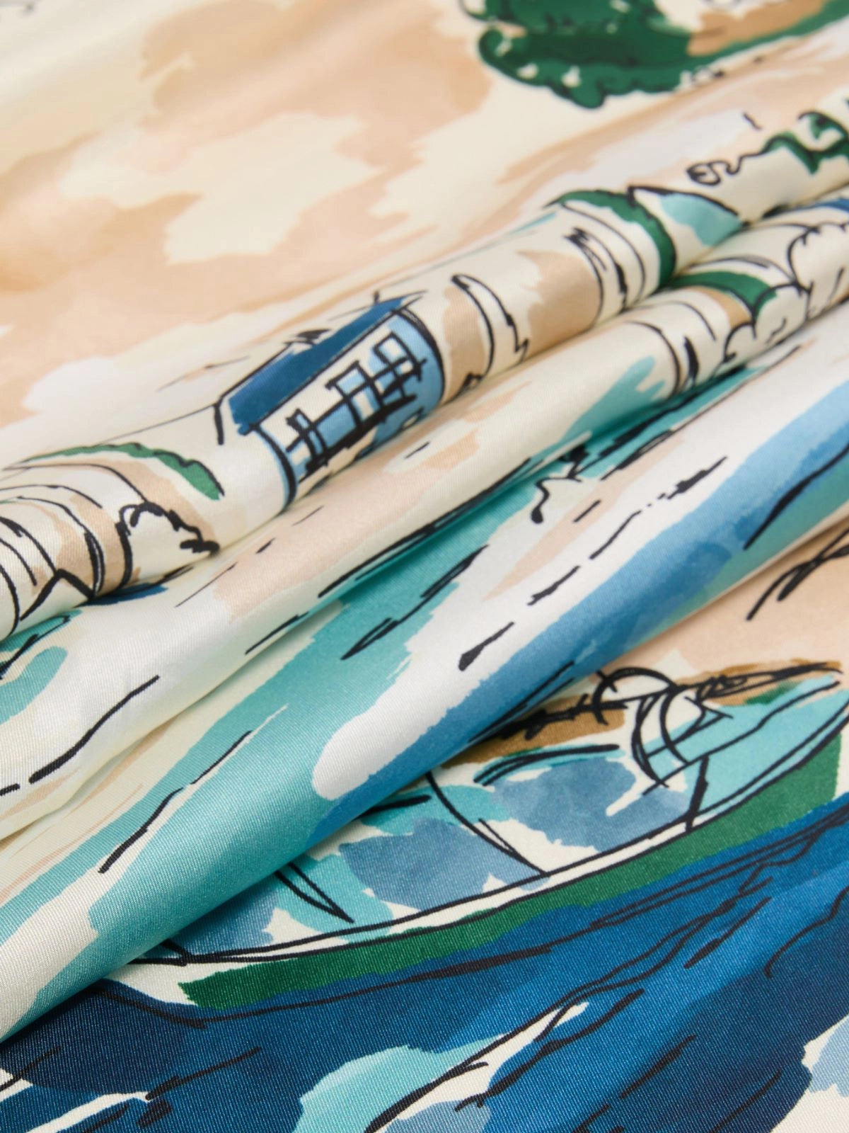 Max Mara Blue Printed Silk Scarf