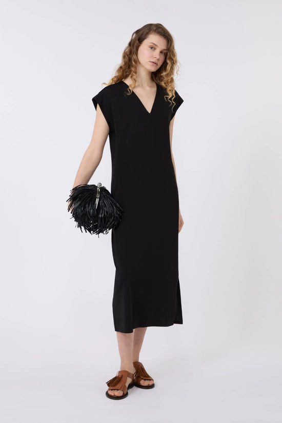 Max Mara Weekend Black Milano Jersey V neck Dress