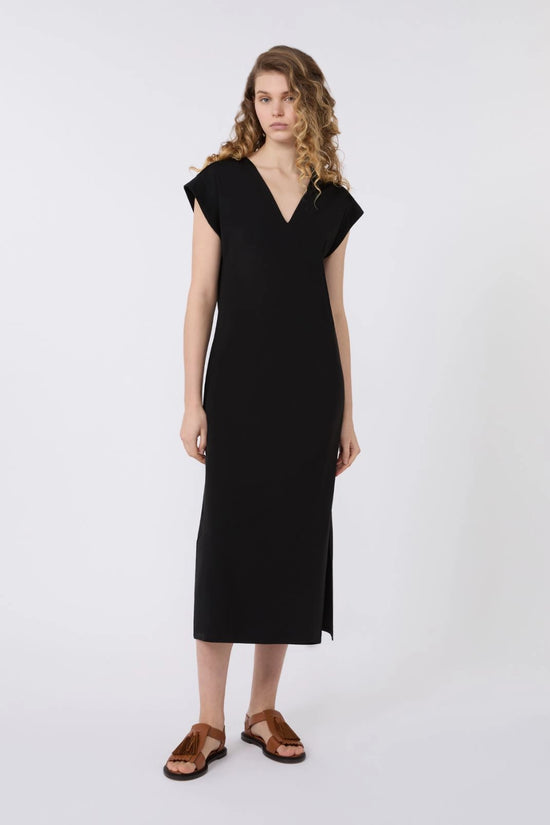 Max Mara Weekend Black Milano Jersey V neck Dress