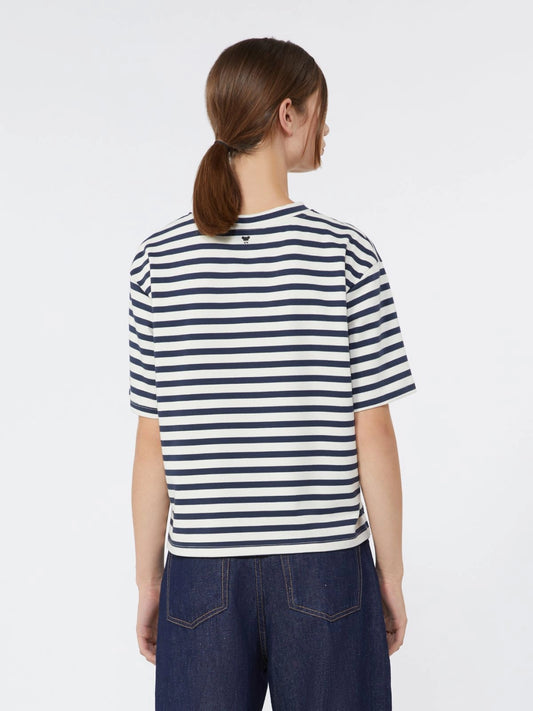 Max Mara Weekend Navy Striped Printed Cotton Jersey T-shirt