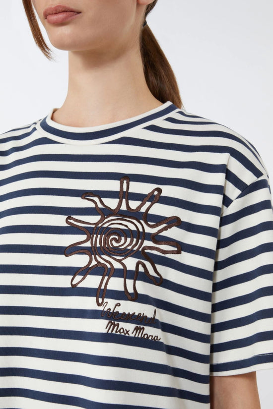 Max Mara Weekend Navy Striped Printed Cotton Jersey T-shirt