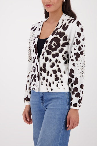 Monari Chocolate Leopard Jacquard Cardigan