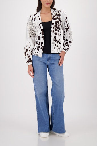 Monari Chocolate Leopard Jacquard Cardigan