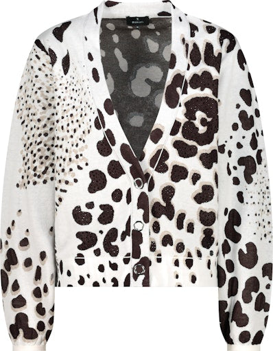 Monari Chocolate Leopard Jacquard Cardigan